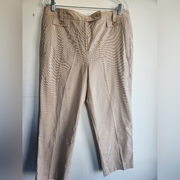 NWT Talbots Cropped Tan Stripped Cotton/Spandex Ankle Length Pants size 14 - Picture 5 of 11